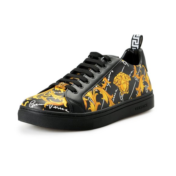 スニーカー VERSACE Low Top Sneakers - Versace - Leather - Yellow Versace Yellow Leather and Mesh Squalo Lace Up Sneakers 41